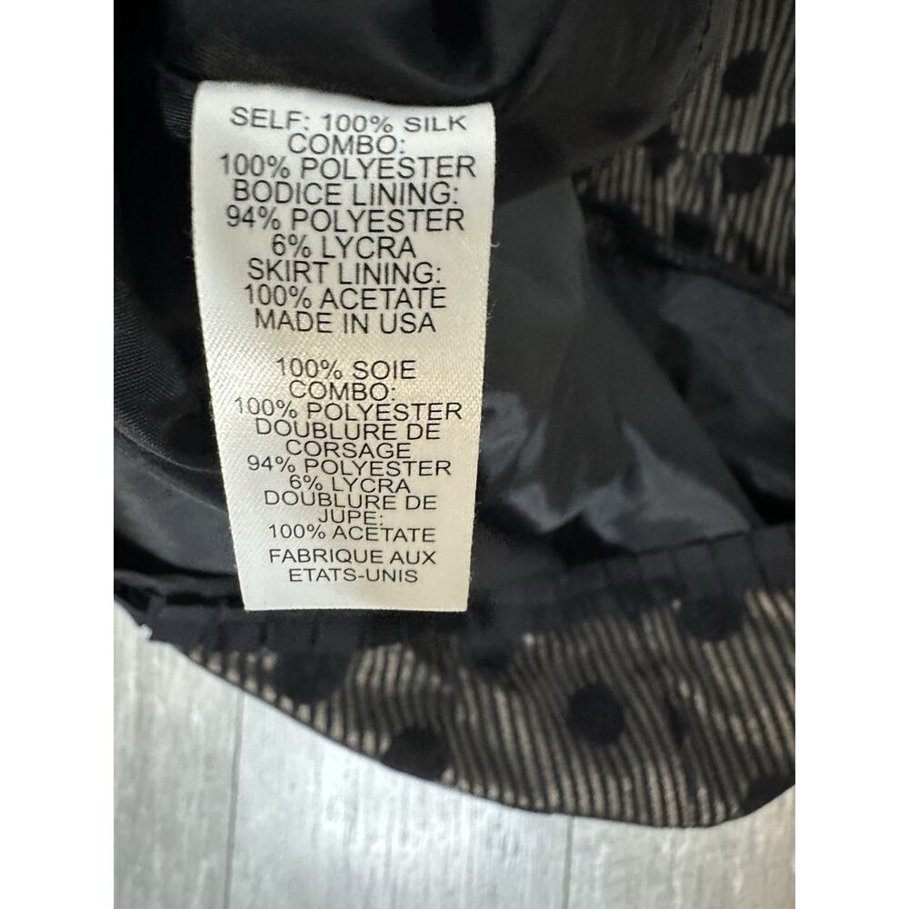 VTG Nanette Lepore Silk Polka Dot Dress Size 2 Black Sheer Stripe Cocktail Party - Picture 13 of 15